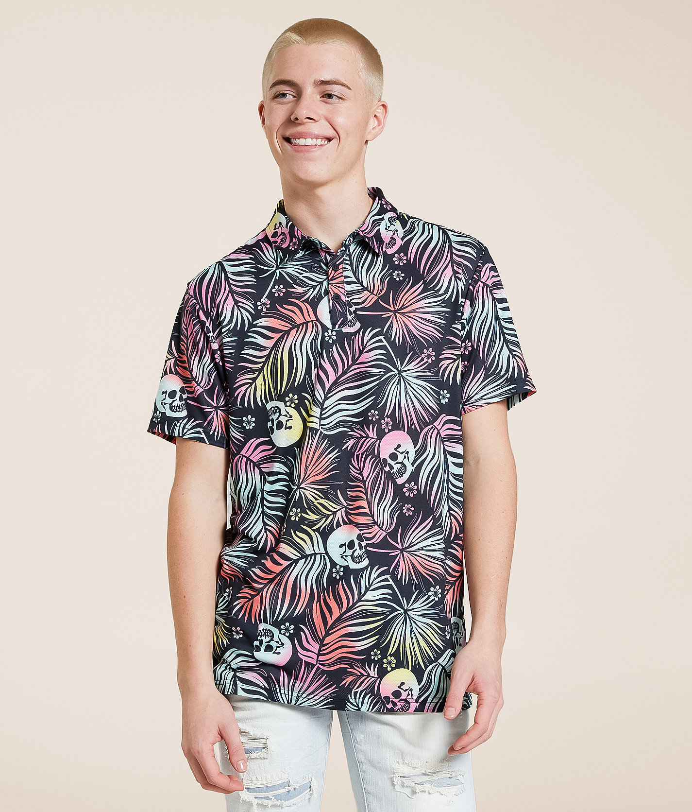 Talinors Tropical Skull Performance Polo