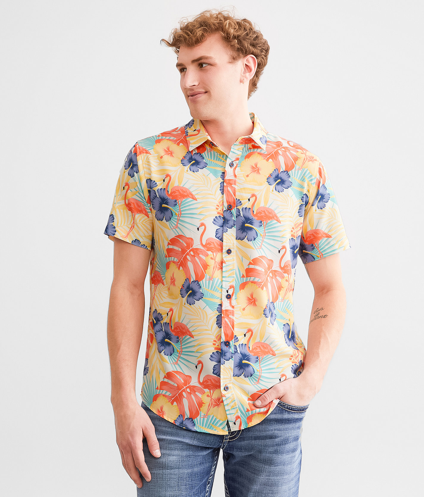 Talinors Tropical Flamingo Performance Stretch Shirt