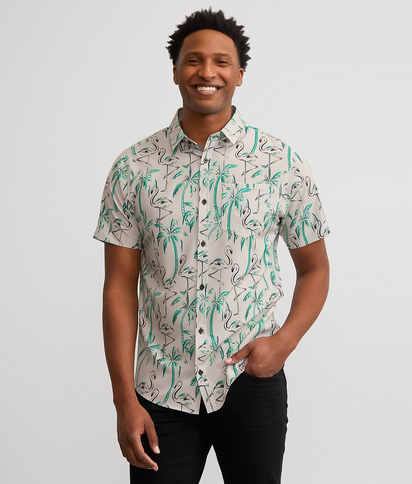 Talinors Flamingo Print Performance Stretch Shirt